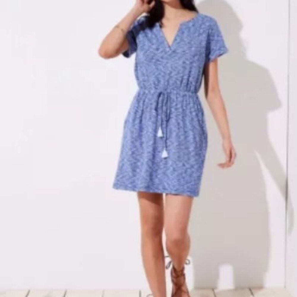 Loft Beach Spacedye Tee Dress Mystical Blue Size Small